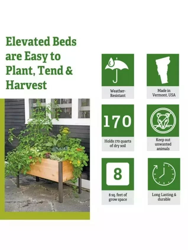 Self-Watering Eco-Stained Elevated Planter Box, 2' X 4' - Image 2